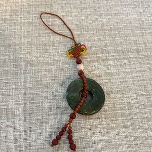 Jade Green and Brown Beaded Pendant